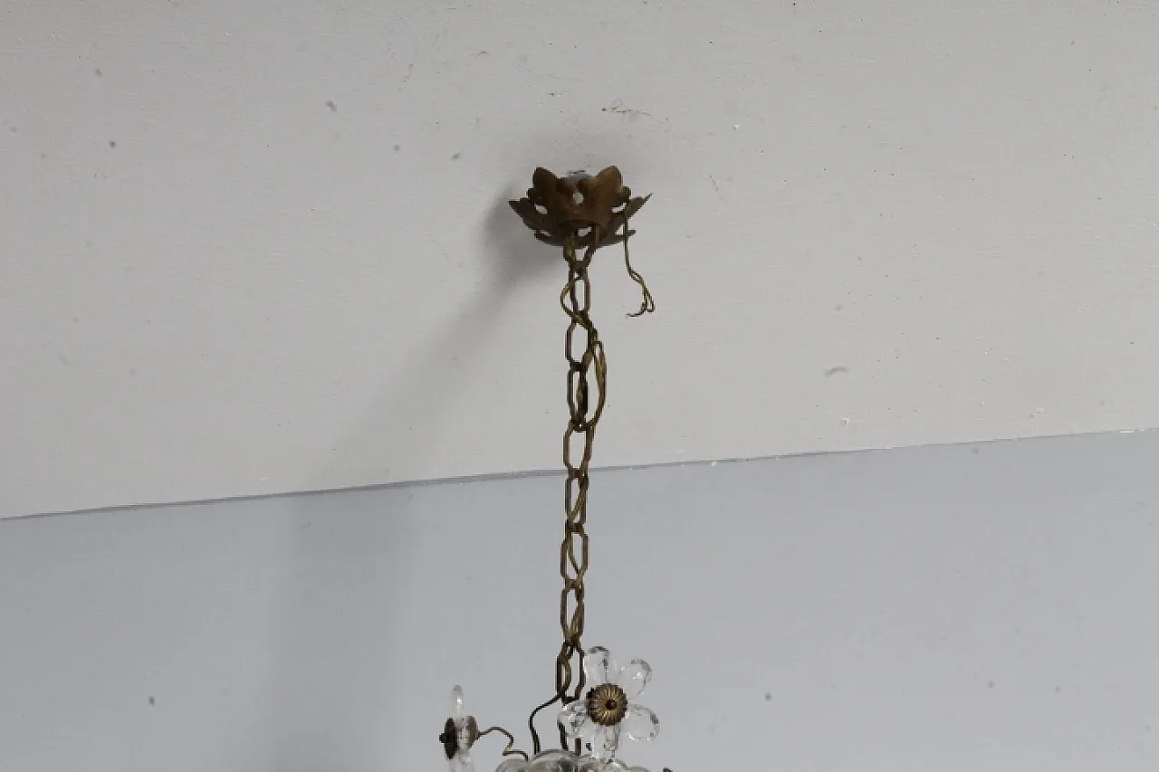 Liberty chandelier with pendants and crystal flowers, 1930s 4