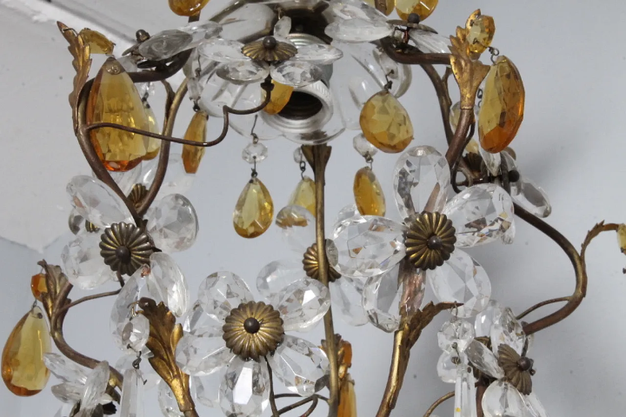 Liberty chandelier with pendants and crystal flowers, 1930s 6