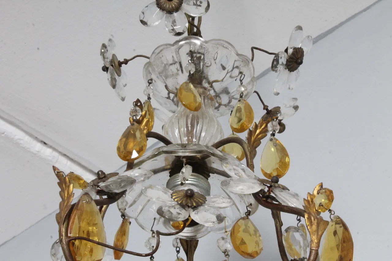Liberty chandelier with pendants and crystal flowers, 1930s 7