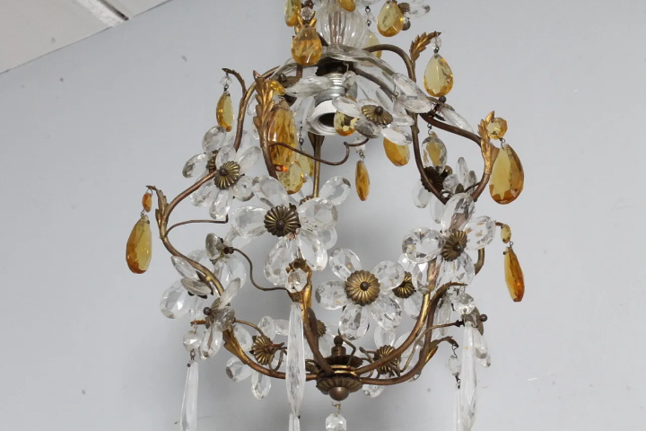 Liberty chandelier with pendants and crystal flowers, 1930s 9