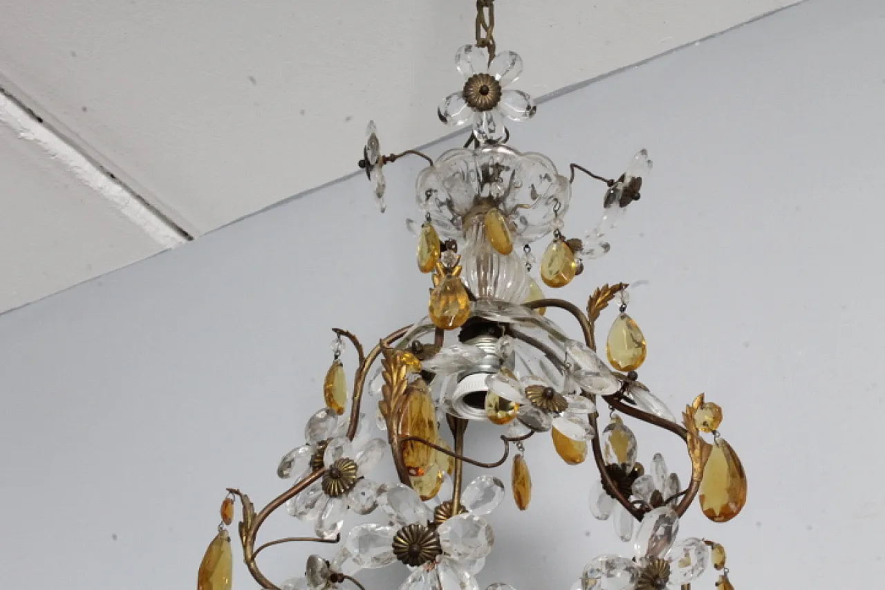 Liberty chandelier with pendants and crystal flowers, 1930s 10