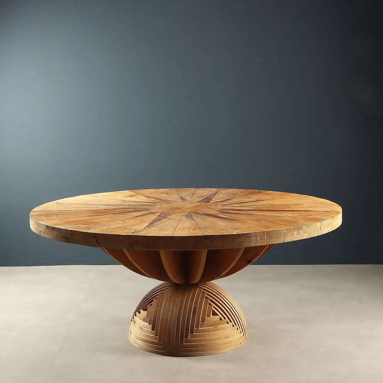 Pine and brass table by Mario Ceroli for Poltronova, 1970s 1