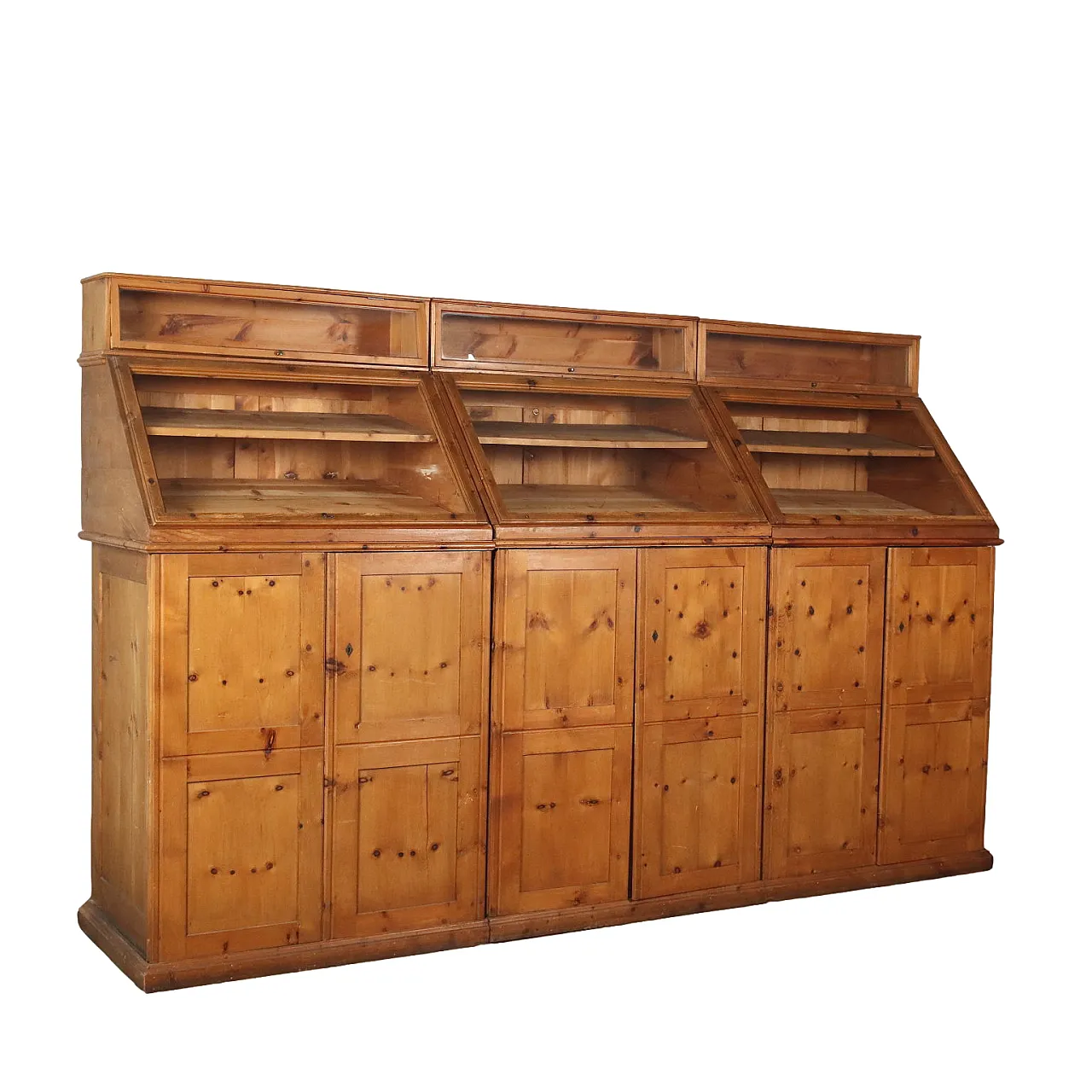 Mobile espositore in cipresso con teche e ante, inizio '900 1