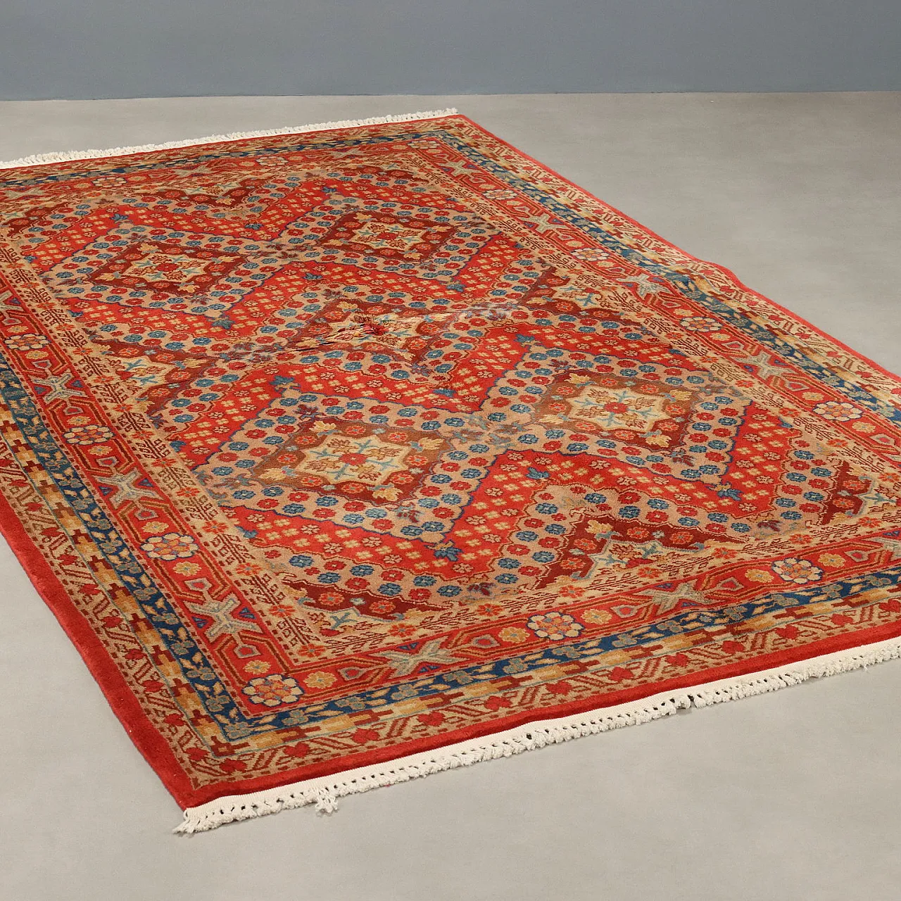 Samarkand cotton wool rug, fine knot, handmade, 20th century 1