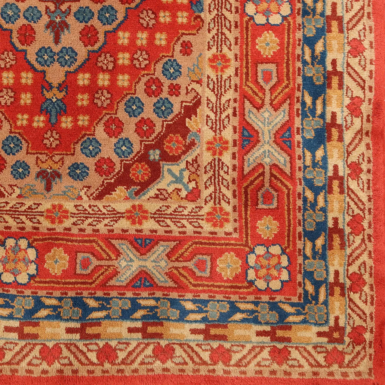 Samarkand cotton wool rug, fine knot, handmade, 20th century 5