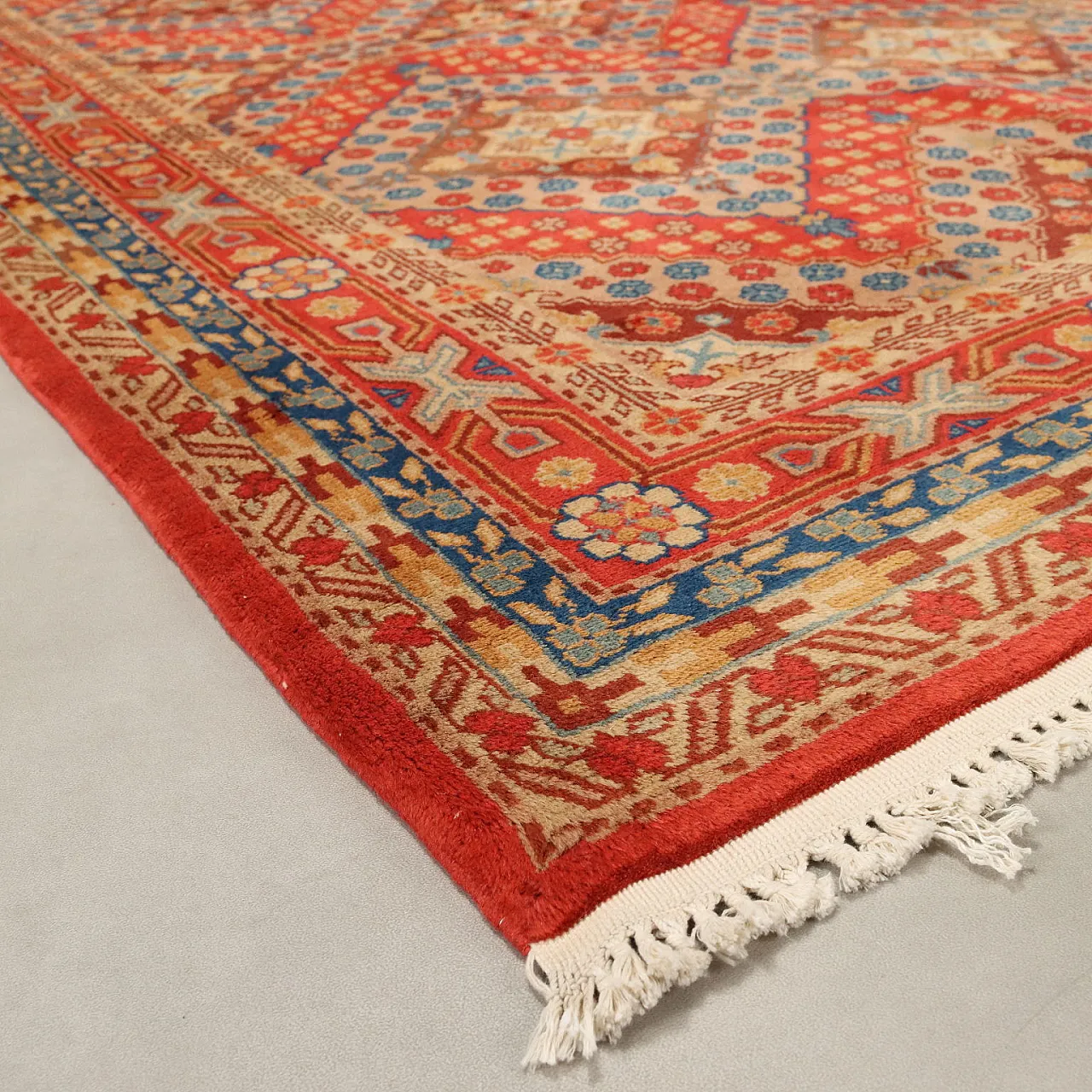 Samarkand cotton wool rug, fine knot, handmade, 20th century 6