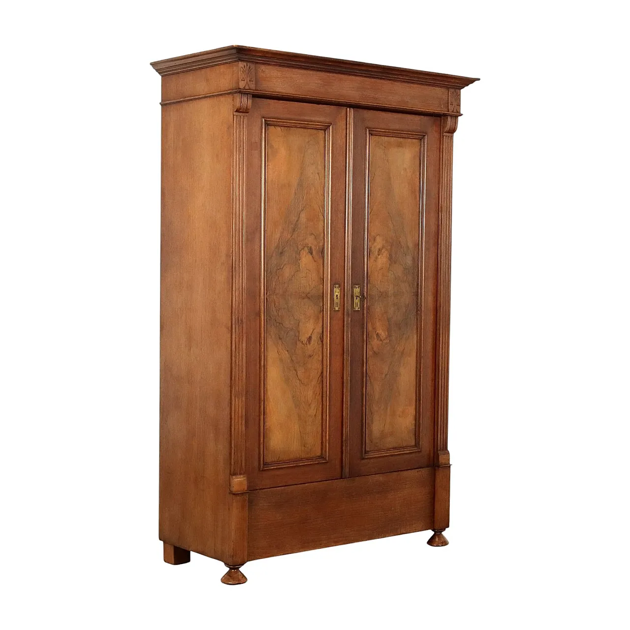 Umbertino walnut veneer and fir wardrobe, 20th century 1