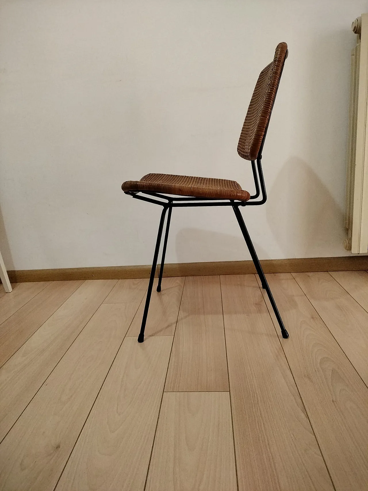 Dirk van Sliedregt style iron and wicker chair, 1960s 3