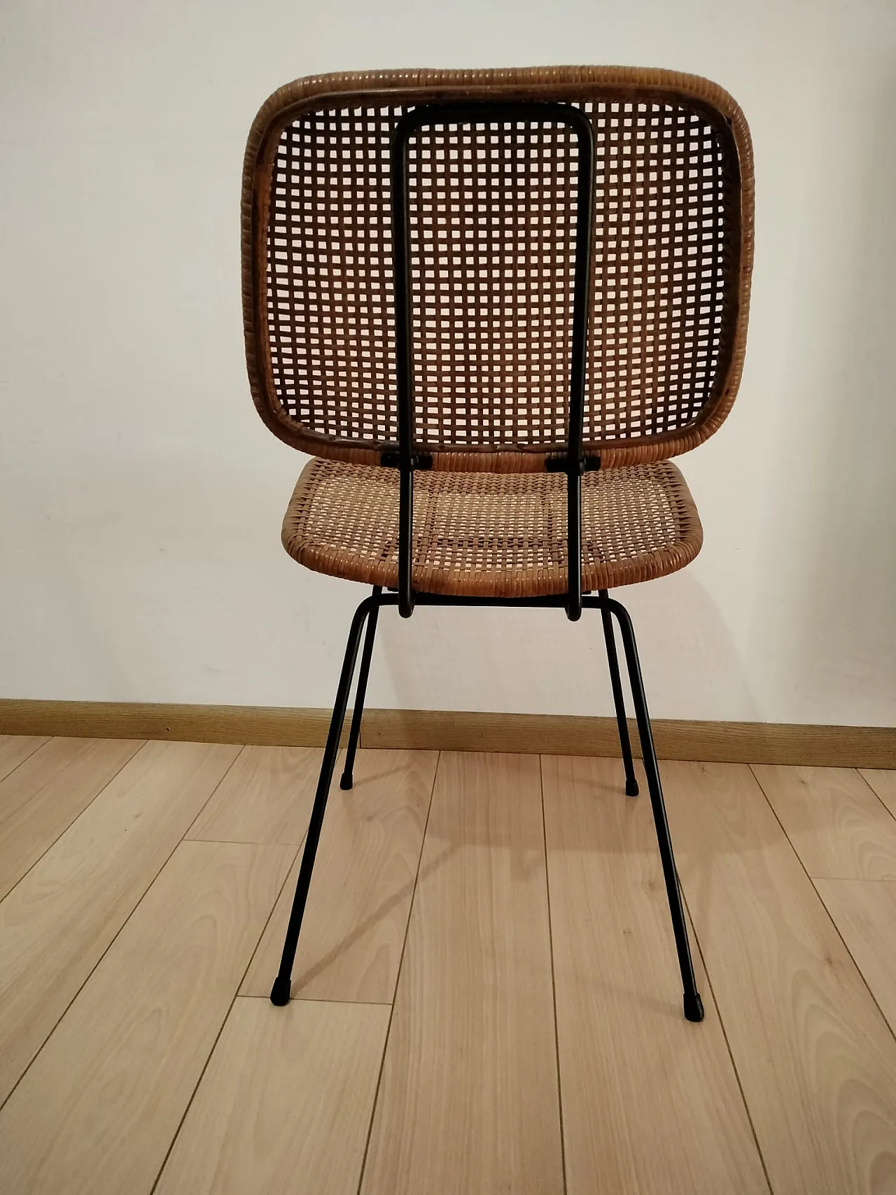 Dirk van Sliedregt style iron and wicker chair, 1960s 4