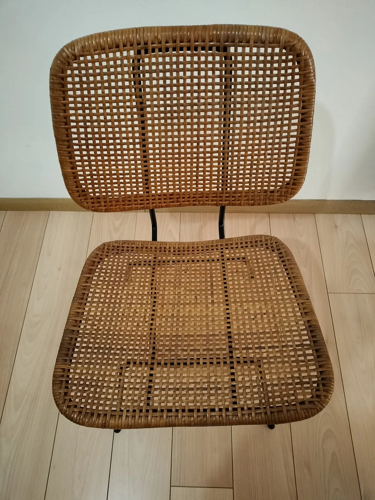 Dirk van Sliedregt style iron and wicker chair, 1960s 5