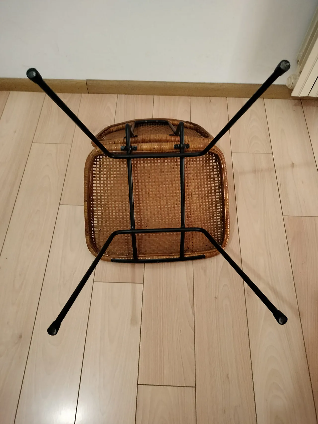 Dirk van Sliedregt style iron and wicker chair, 1960s 6