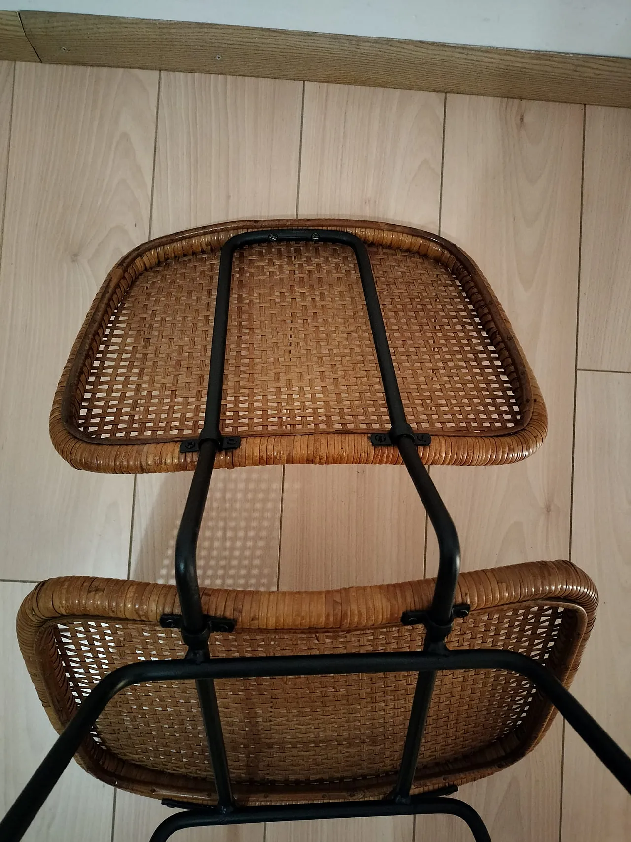 Dirk van Sliedregt style iron and wicker chair, 1960s 8