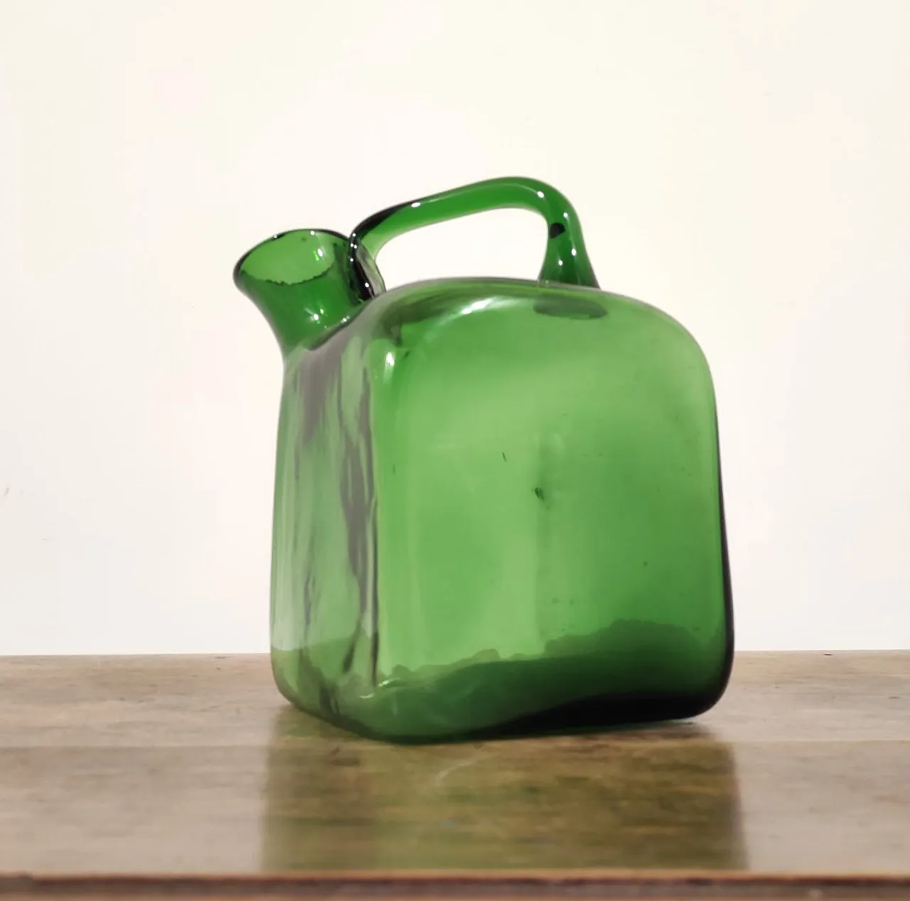 Vetrerie di Empoli, green blown glass pourer from the 1950s 10