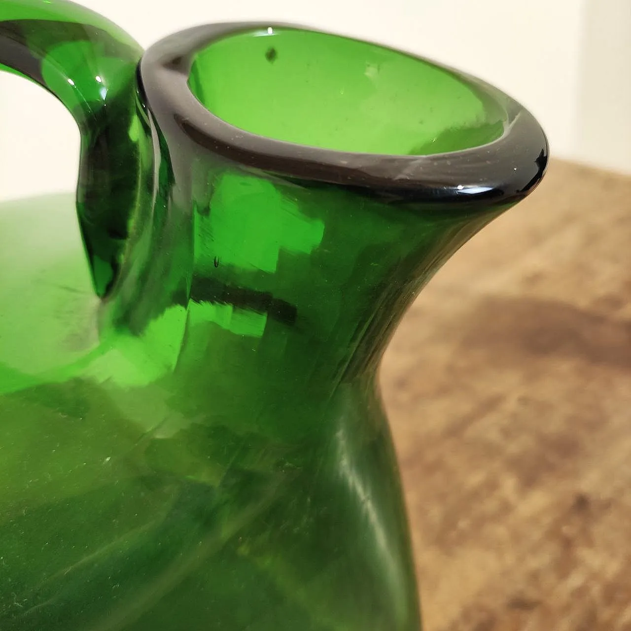 Vetrerie di Empoli, green blown glass pourer from the 1950s 13