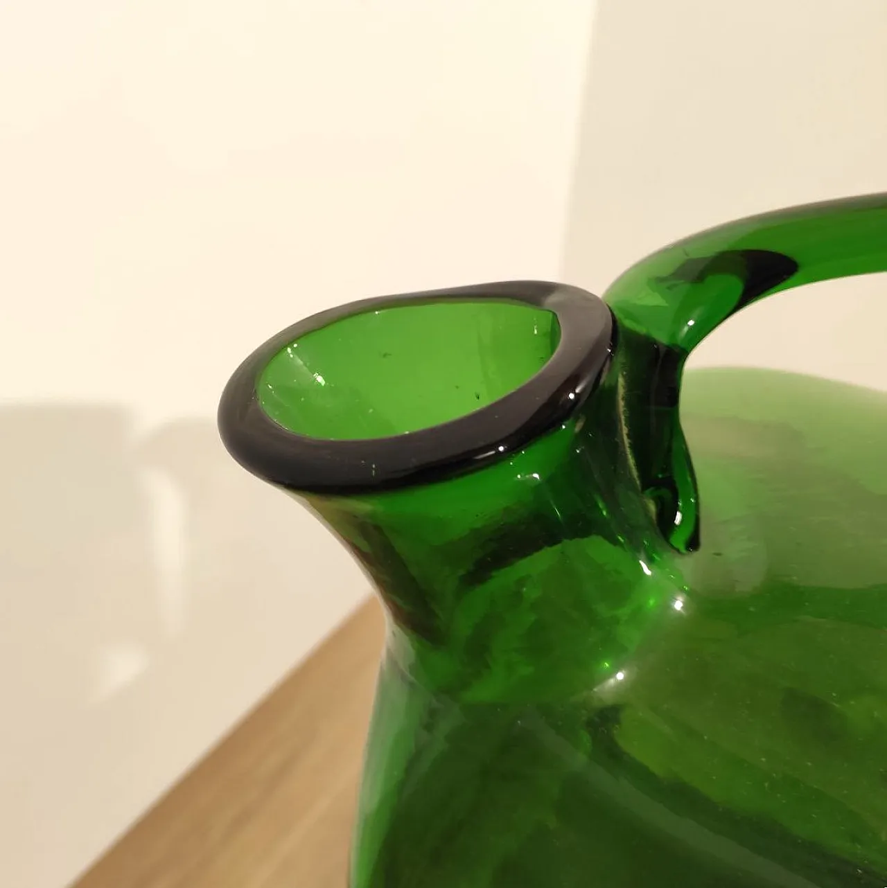 Vetrerie di Empoli, green blown glass pourer from the 1950s 14