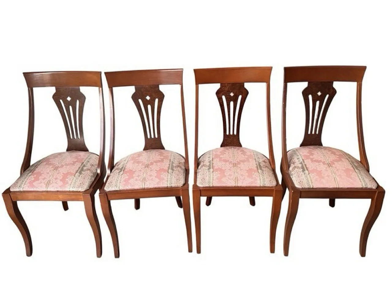 4 Biedermeier walnut chairs, 20th century 1