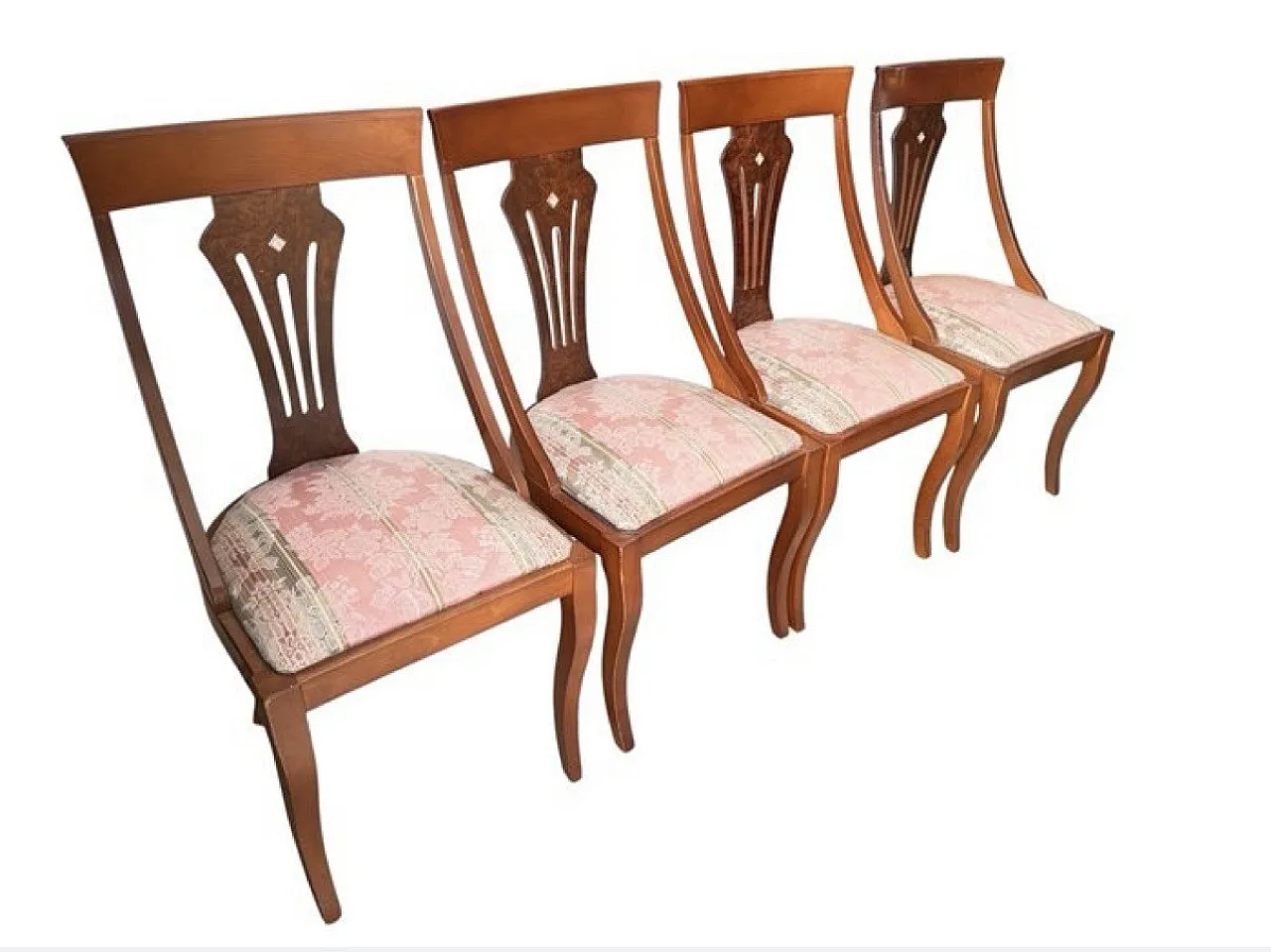 4 Biedermeier walnut chairs, 20th century 2