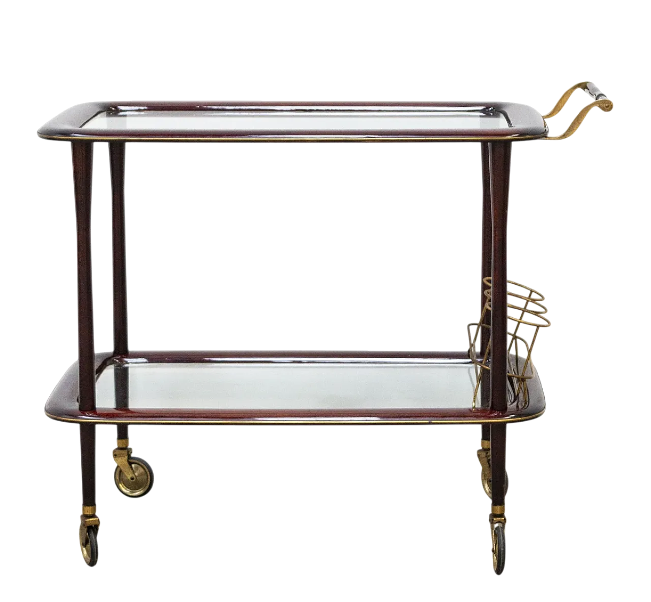 Carrello Bar in Legno laccato e Ottone, anni ’50 10