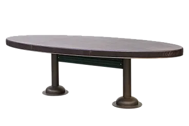 Prestigious handcrafted leather table, 2000s