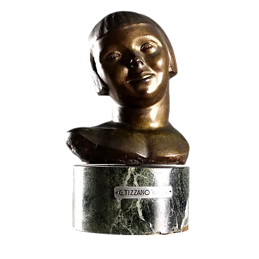 Scultura in bronzo su base in marmo, '900