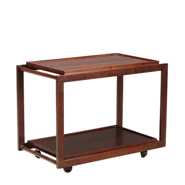 Carrello da cucina in legno su ruote con due ripiani estraibili, '900