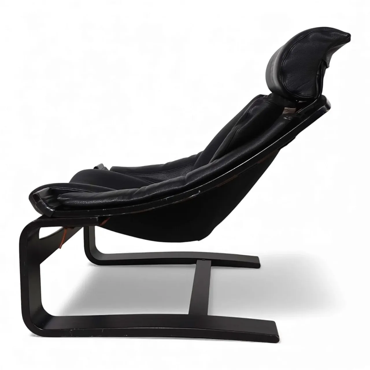 Nelo Kroken leather lounge chair by Åke Fribytter, 1970s 1