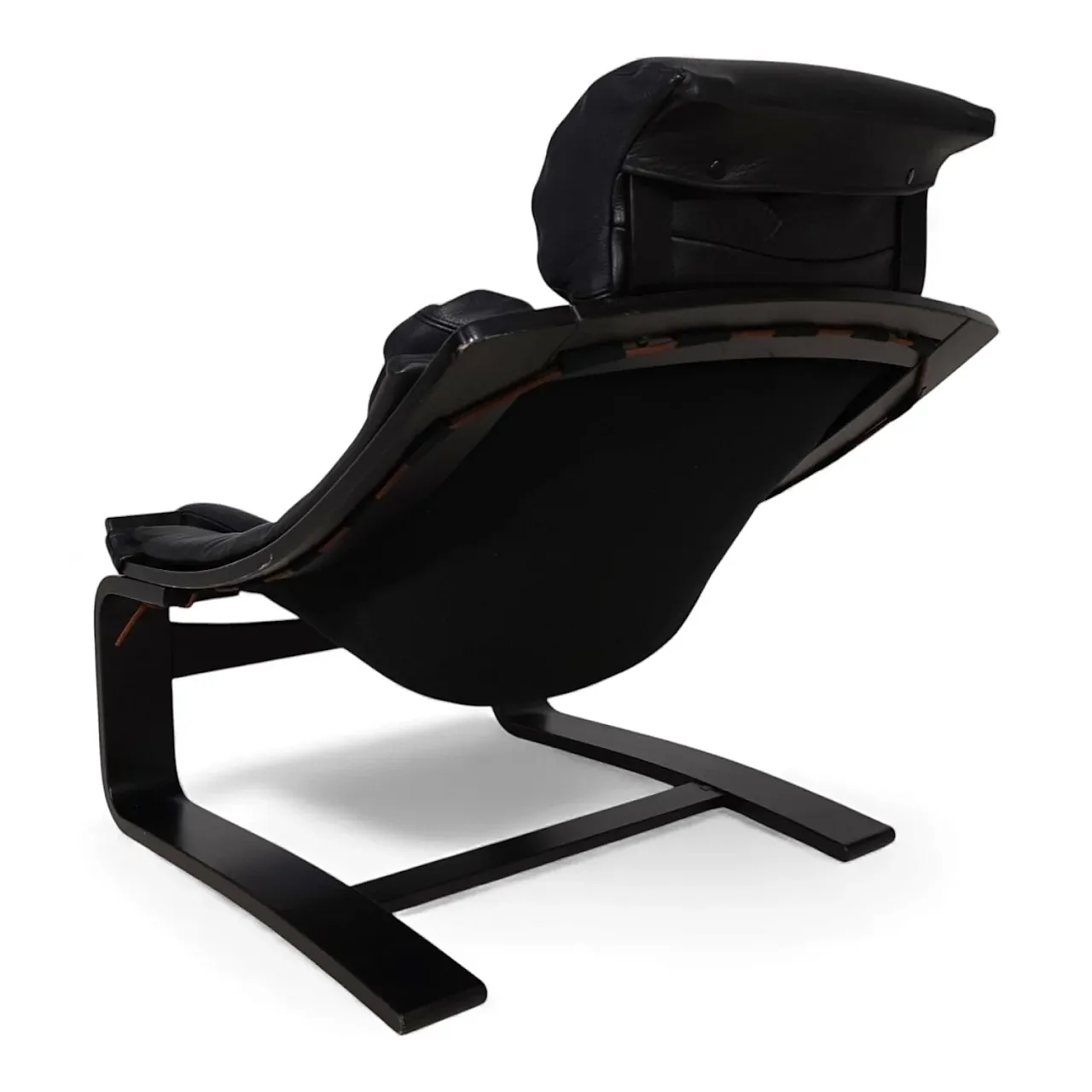 Nelo Kroken leather lounge chair by Åke Fribytter, 1970s 6