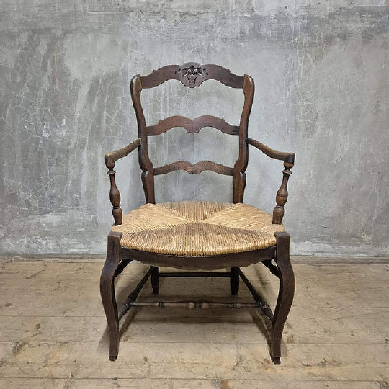 Oak armchair with woven seat, early 20th century 1