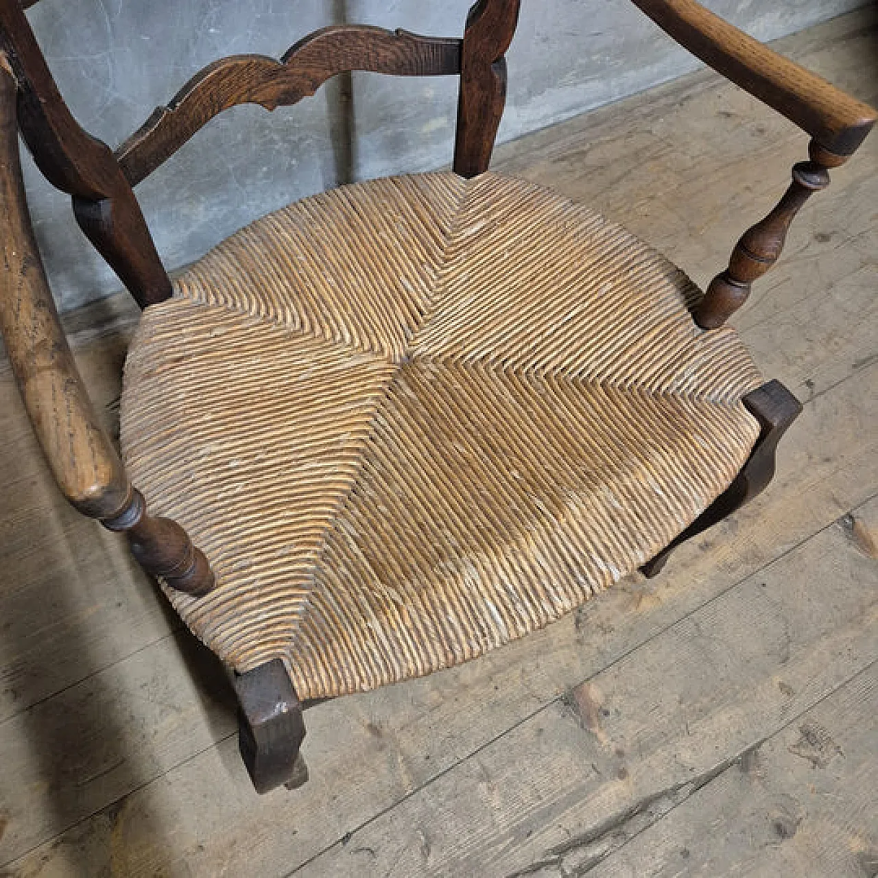 Oak armchair with woven seat, early 20th century 2