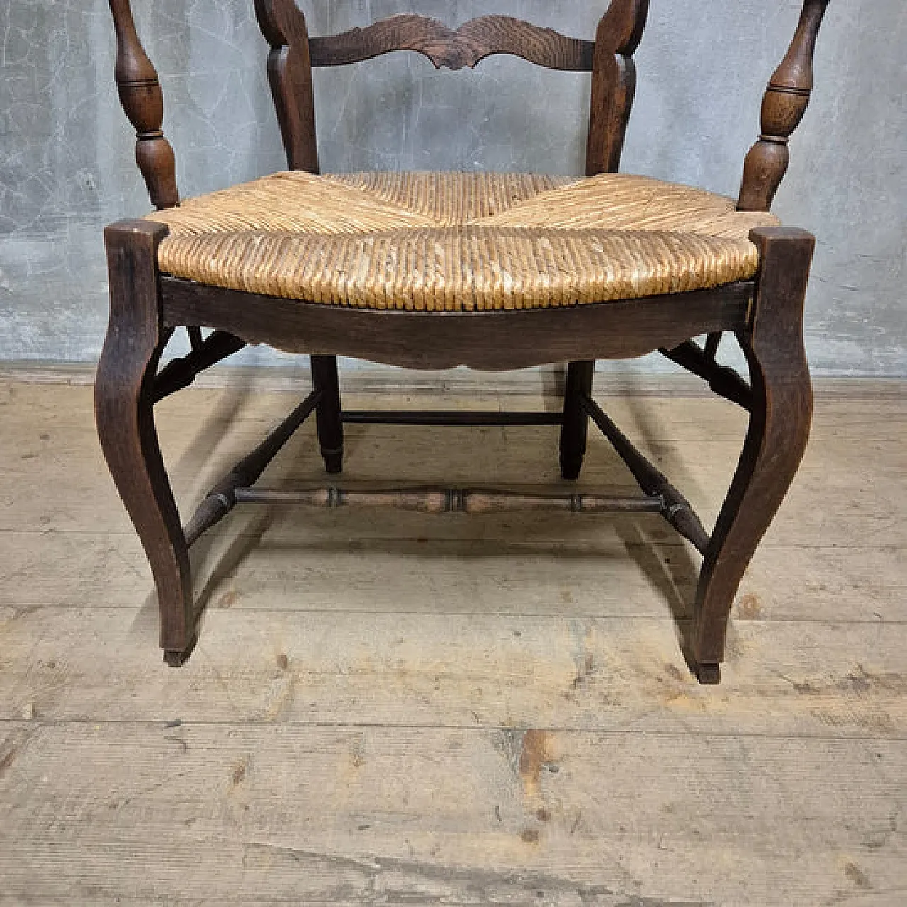Oak armchair with woven seat, early 20th century 3