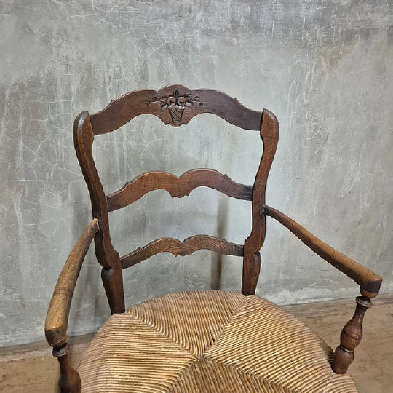 Oak armchair with woven seat, early 20th century 8