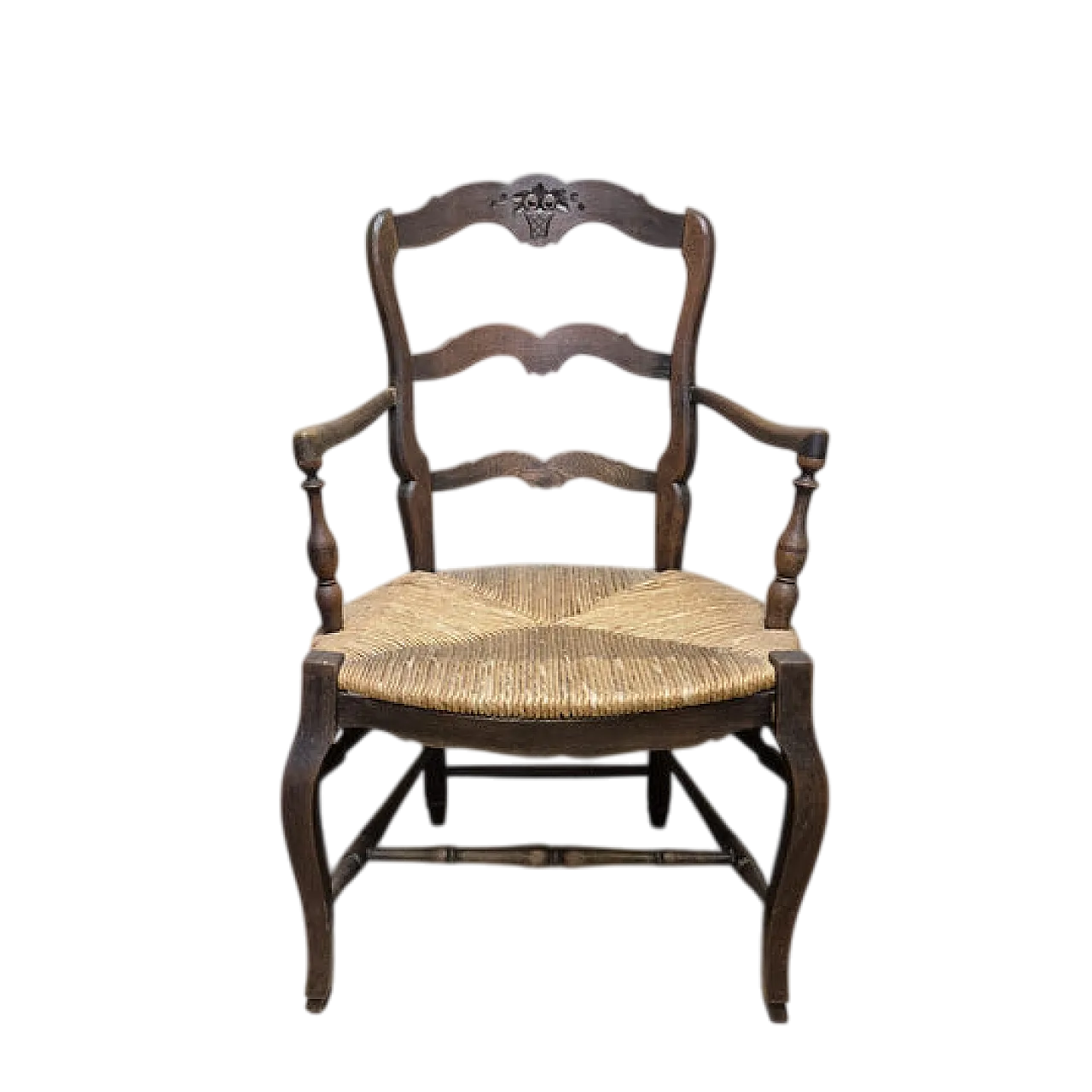 Oak armchair with woven seat, early 20th century 9