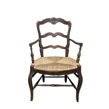 Oak armchair with woven seat, early 20th century