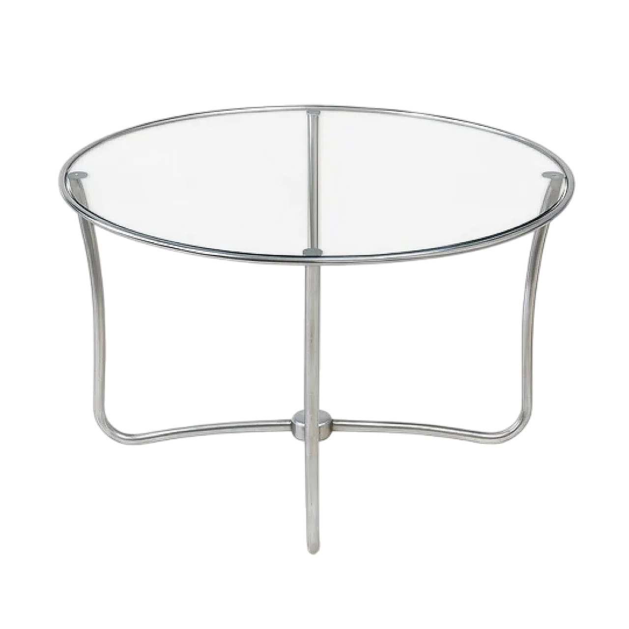 Tavolino rotondo in vetro Bauhaus, inizio '900 5