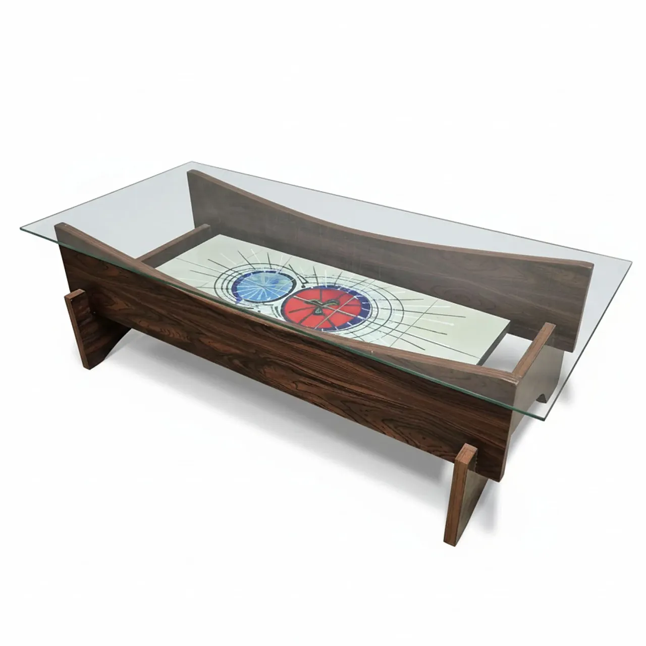 Mid-Century coffee table with ceramic tile panel, 1970s 1