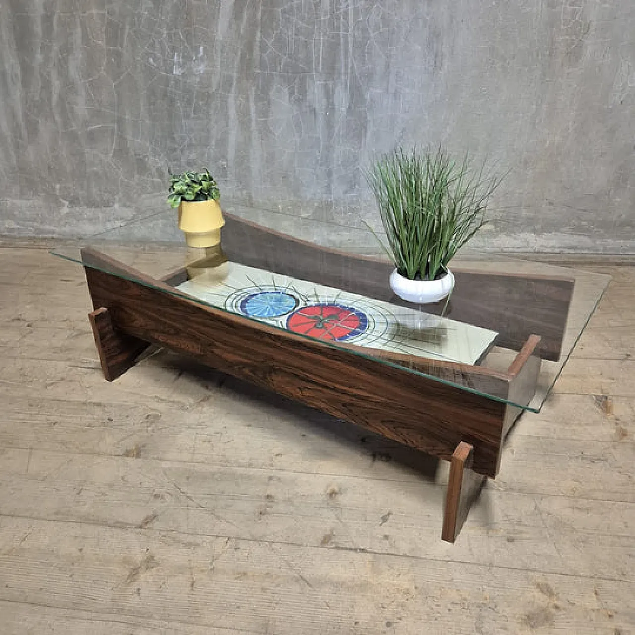 Mid-Century coffee table with ceramic tile panel, 1970s 2