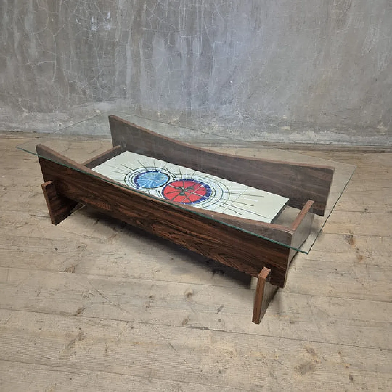 Mid-Century coffee table with ceramic tile panel, 1970s 4