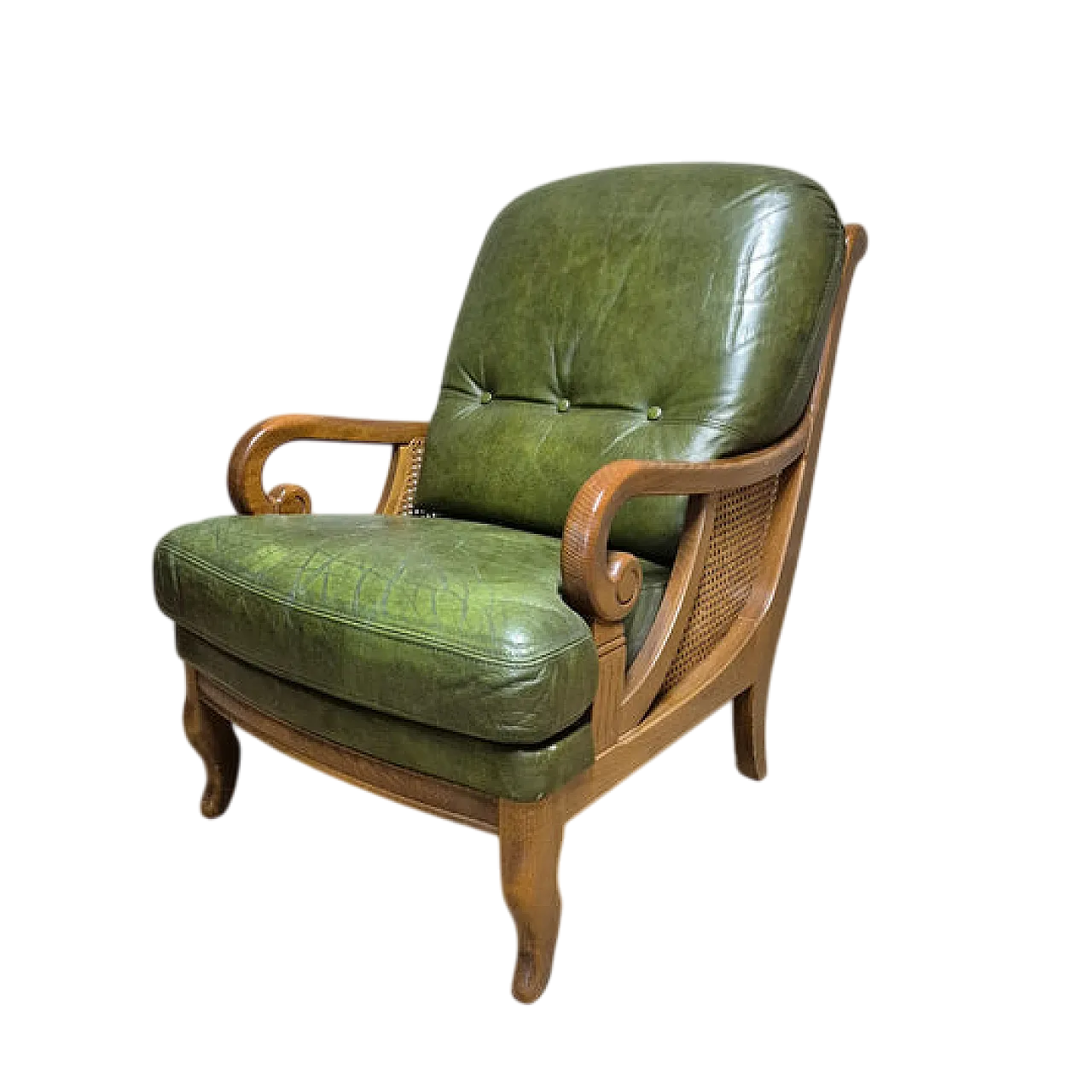 Poltrona lounge di metà secolo, lati in canna, anni '60 11