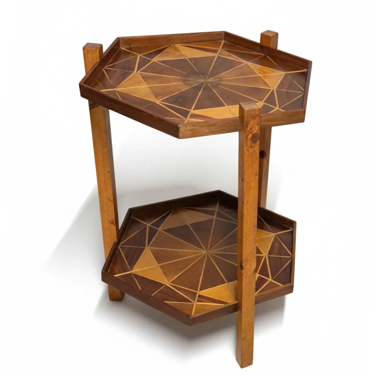 Supporto geometrico in impiallacciatura di legno, fine '900 1