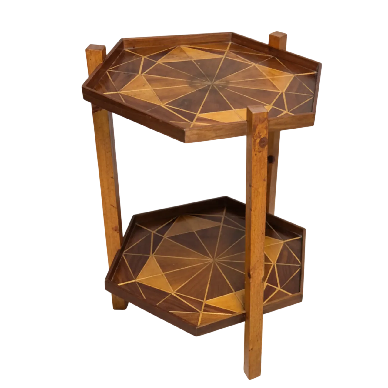 Supporto geometrico in impiallacciatura di legno, fine '900 5