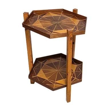 Supporto geometrico in impiallacciatura di legno, fine '900