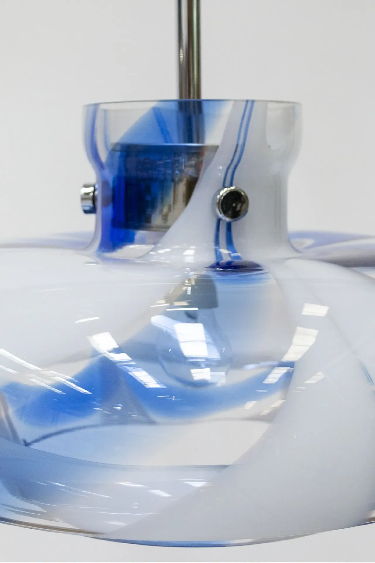 Murano steel and glass pendant chandelier, 1980s 3