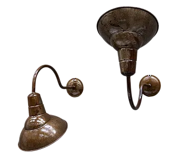 Pair of industrial wall lamps, mid-20th century