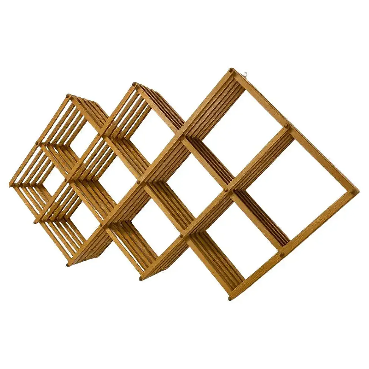 Solid wood pantograph bookcase with brass details, 1970s 1