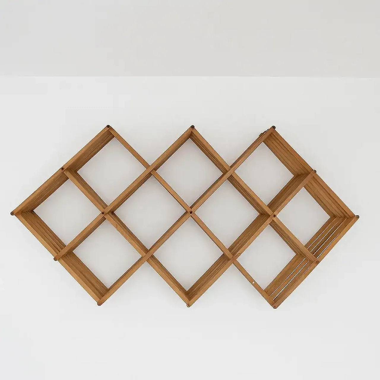 Solid wood pantograph bookcase with brass details, 1970s 2