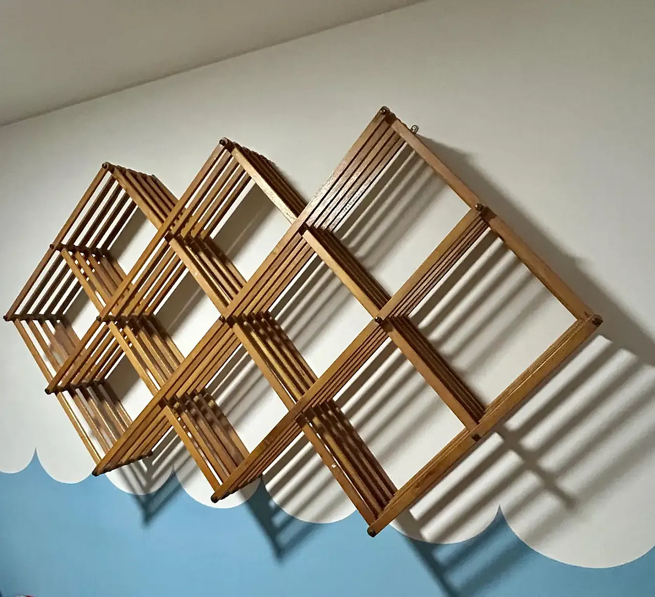 Solid wood pantograph bookcase with brass details, 1970s 8