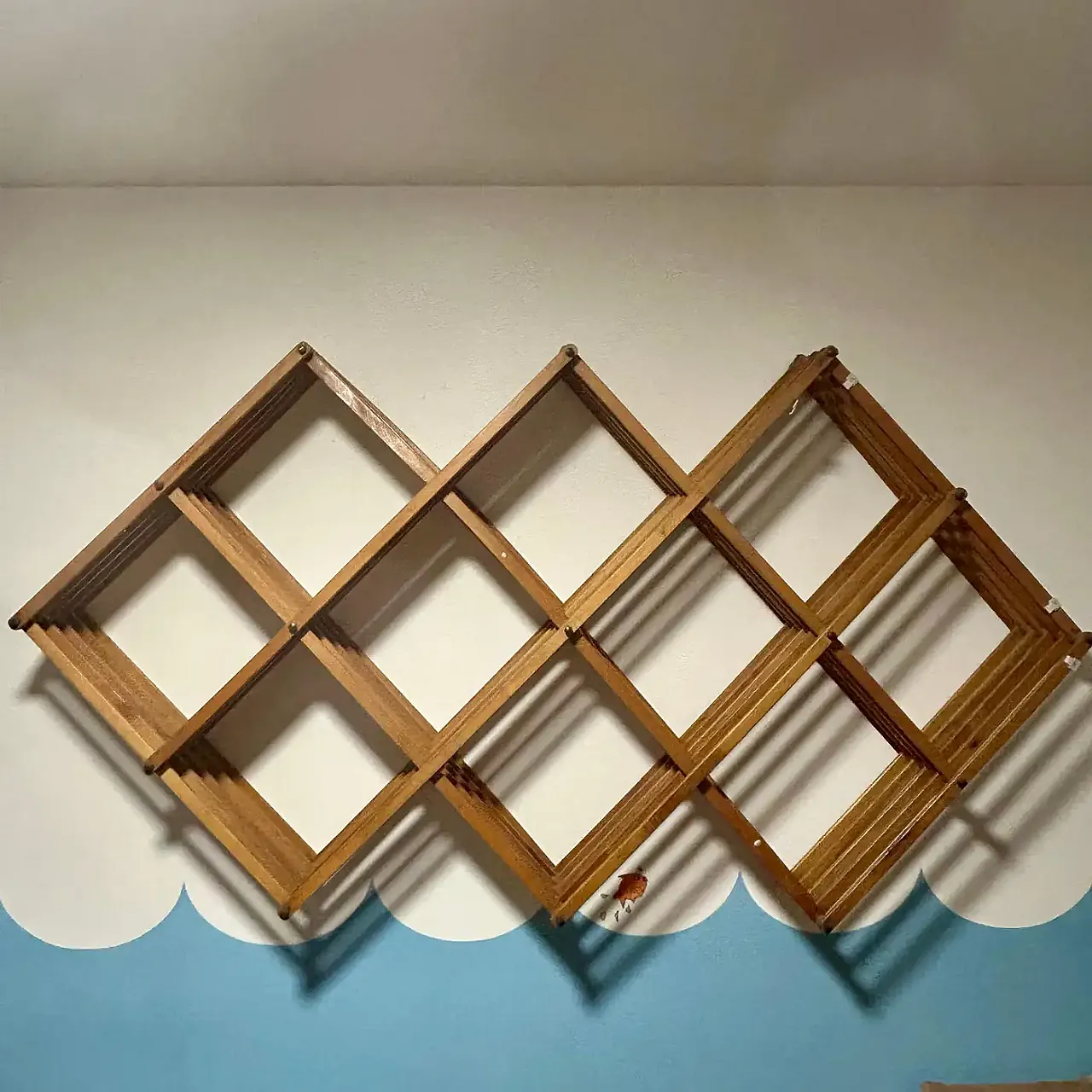 Solid wood pantograph bookcase with brass details, 1970s 9