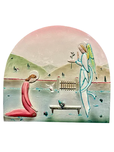 Placca in ceramica smaltata raffigurante l’annunciazione, anni '30