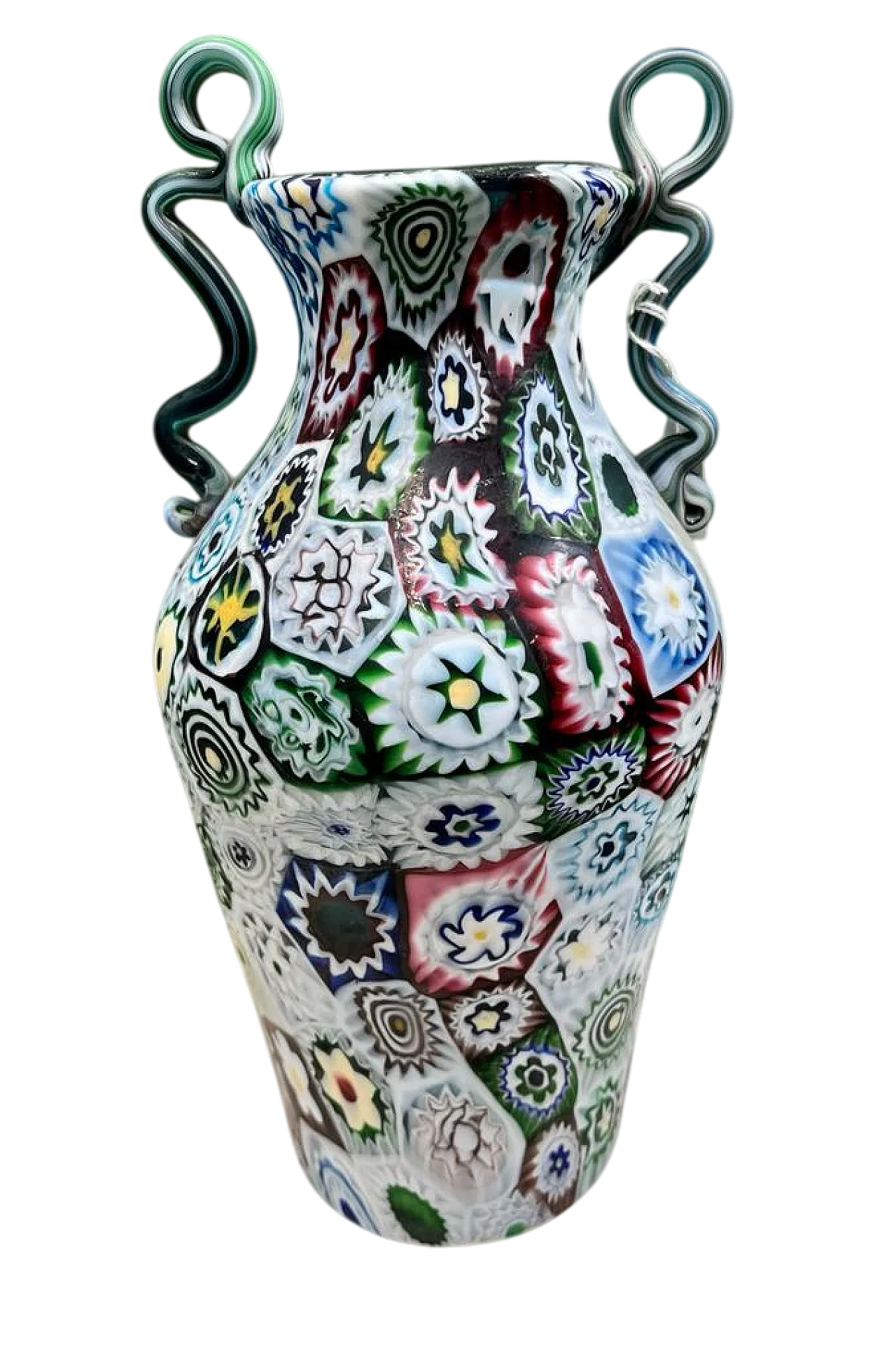 Vaso in vetro a tessere millefiori dei Fratelli Toso, primo '900 6