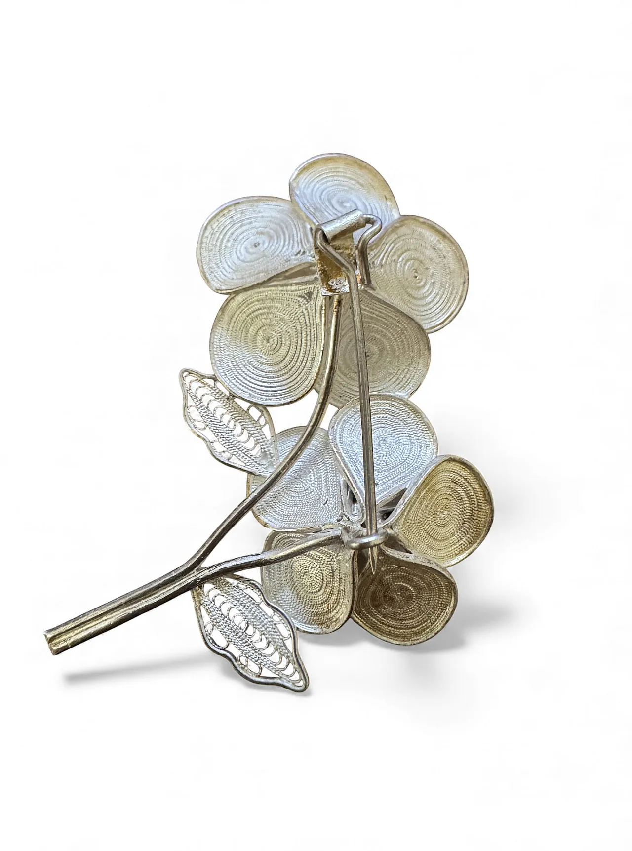 Spilla argento con motivi floreali, anni '70 2